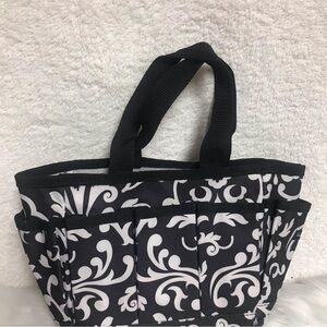 Thirty-One Black and White Floral Tote